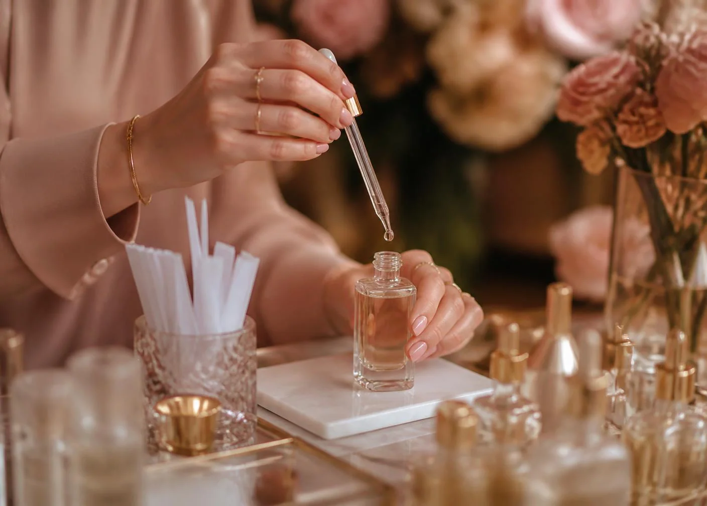 Blending a custom fragrance with a pipette